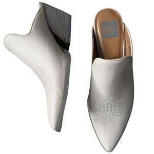 DV Dolce Vita Ladies' Cream White Leather Heeled‎ Mules Shoes - Size 9 US